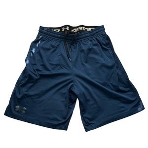 Men’s Navy Blue Under Armour HEAT GEAR Athletic Training , Workout Shorts Medium